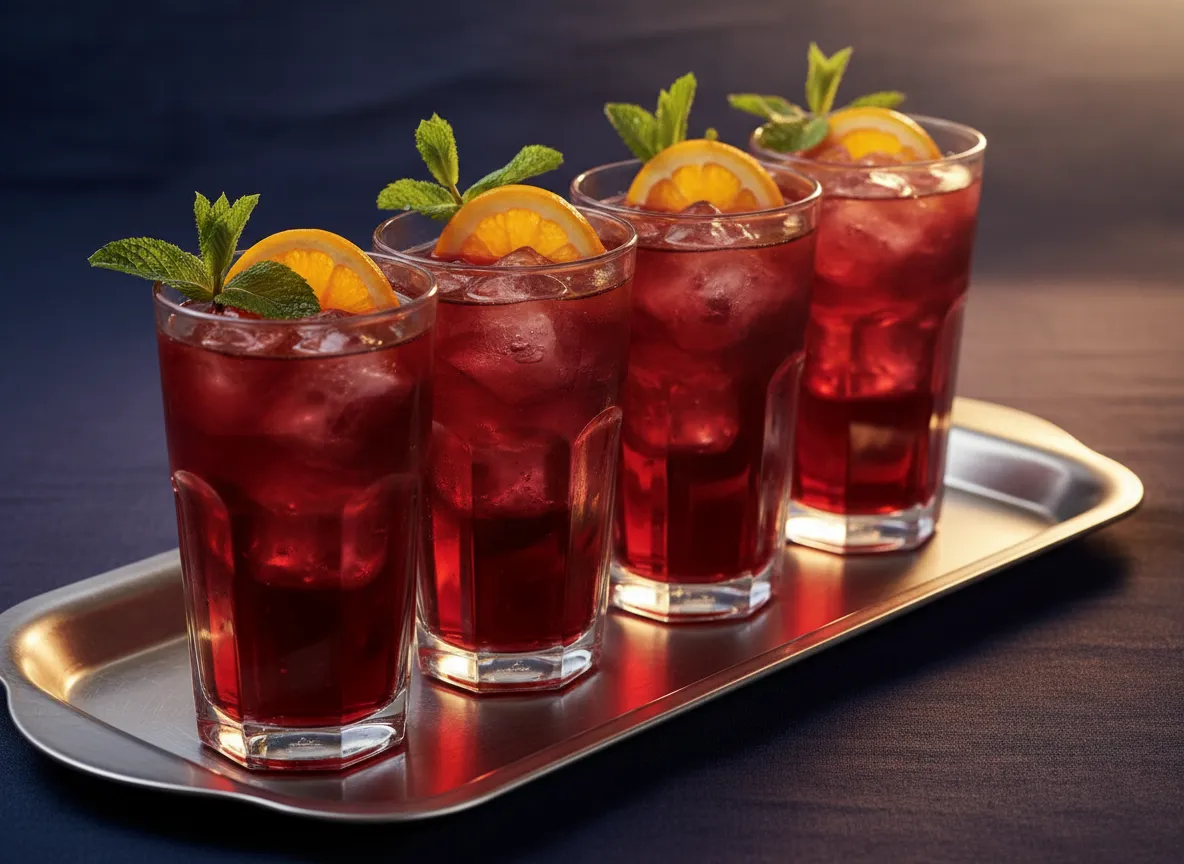 Refreshing hibiscus drink served by 1Luv Foods