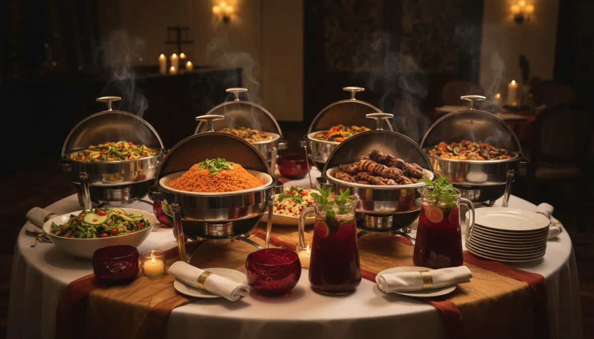 Beautiful buffet catering display by 1Luv Foods