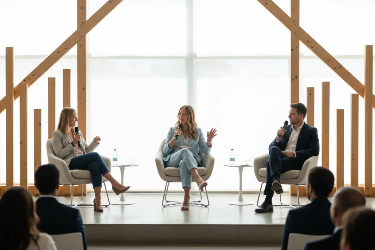 Lifestyle still of a panel session about leadership