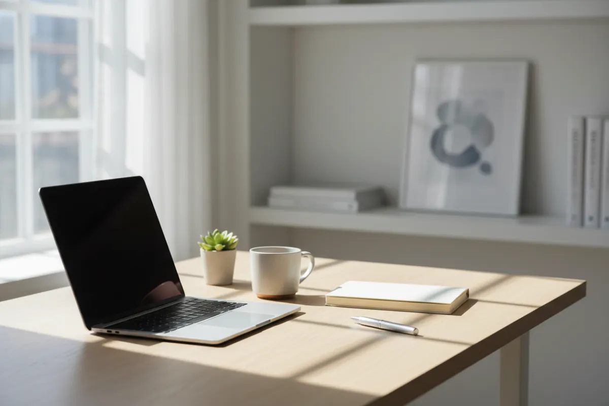 Editorial shot of a workspace to illustrate productivity content