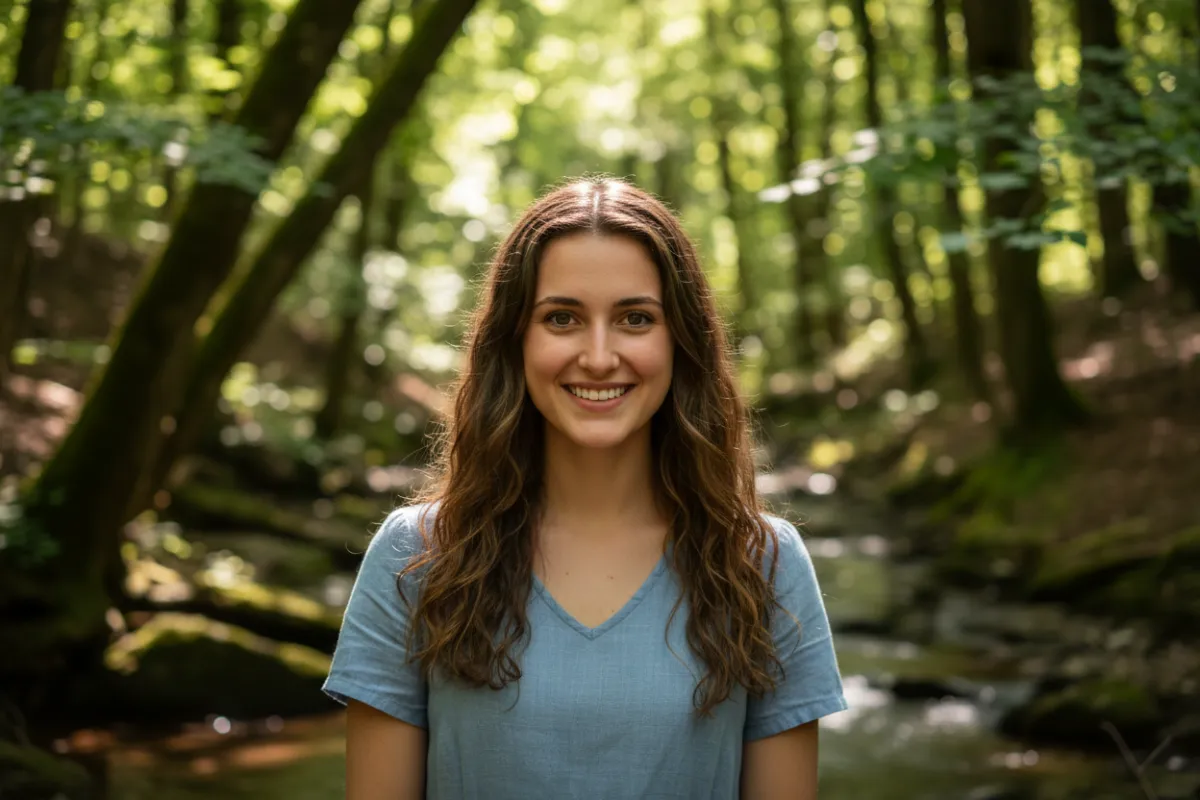 Horizontal portrait of a subject in natural environment for feature preview