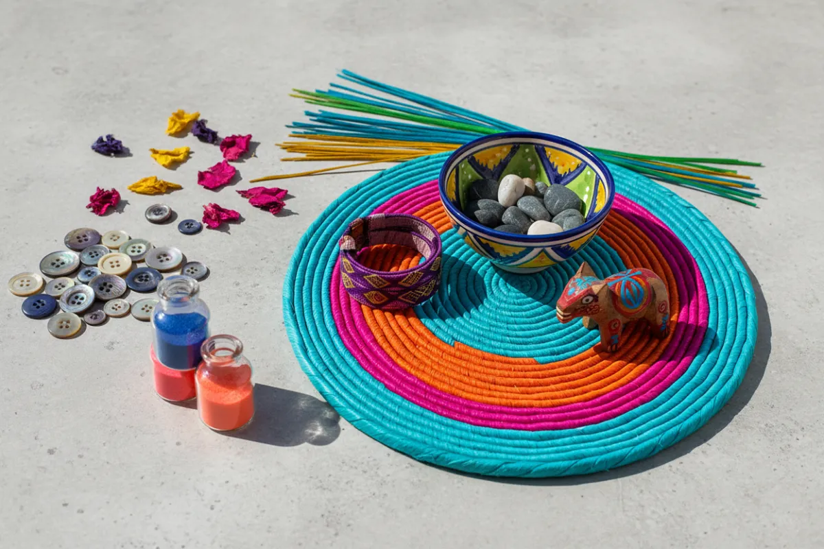 Creative still for a culture piece with colorful props and flatlay styling