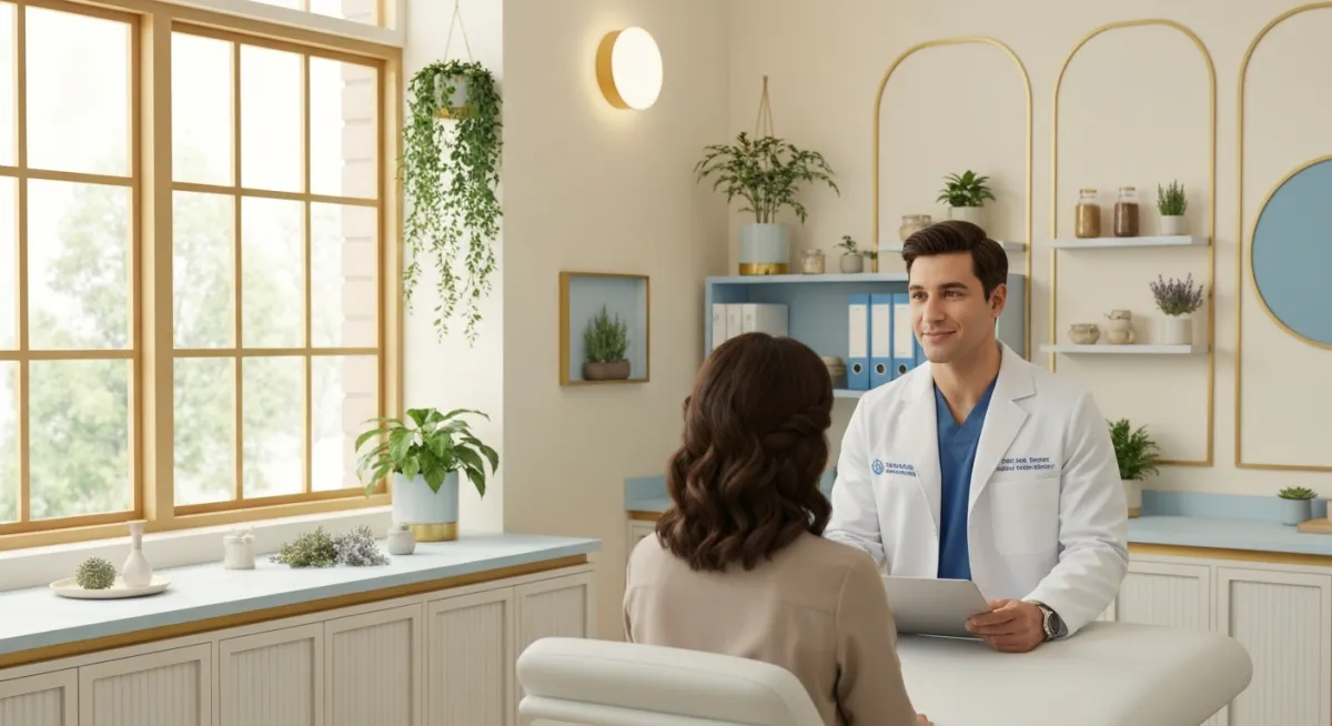 Medical professional and patient