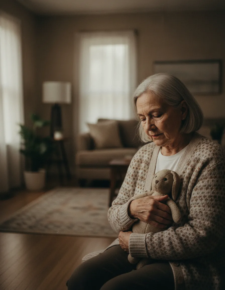 Soft portrait or symbolic image representing a grandparent holding a child's toy