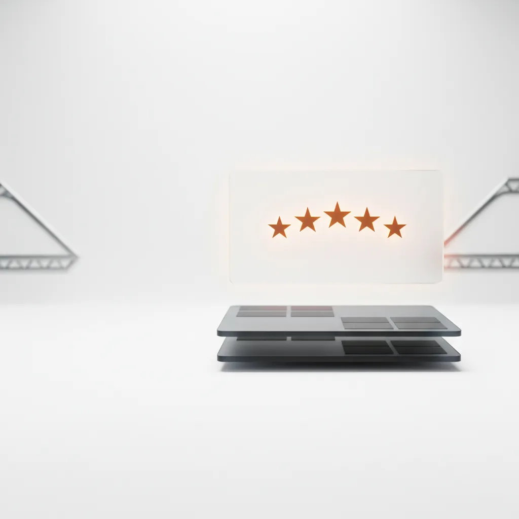Abstract UI graphic showing a local search ranking climb fueled by steady review velocity