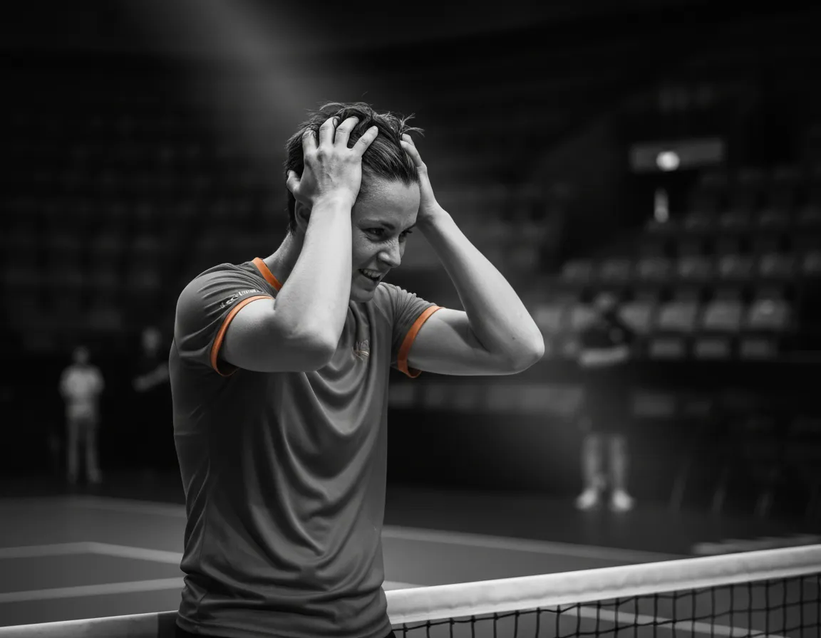 Atleta frustrado en competencia bajo presión