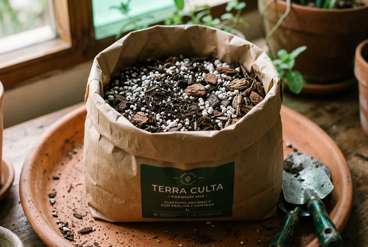 Bolsas de papel kraft con fibras y mezclas de sustratos botánicos equilibrados