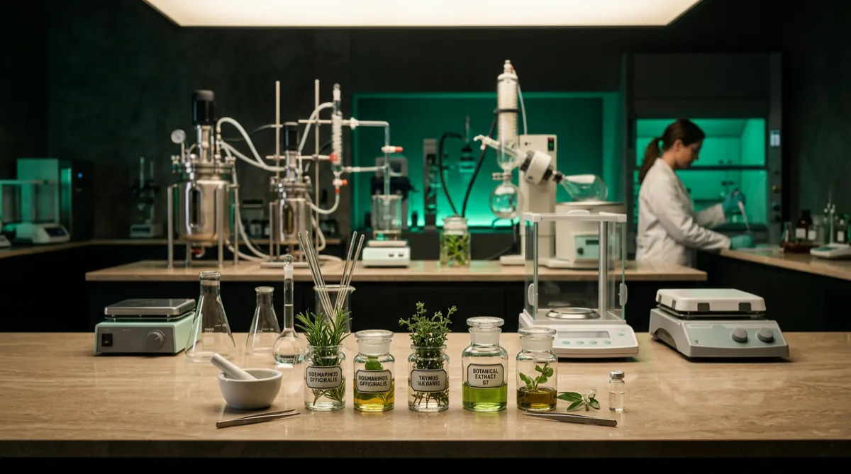 Laboratorio de formulación botánica PlantVital con biorreactores y tecnología de extracción en frío