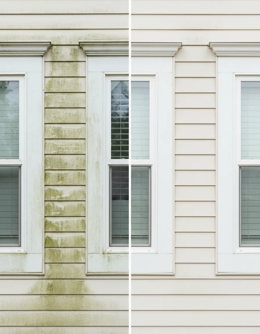 House siding before and after washing