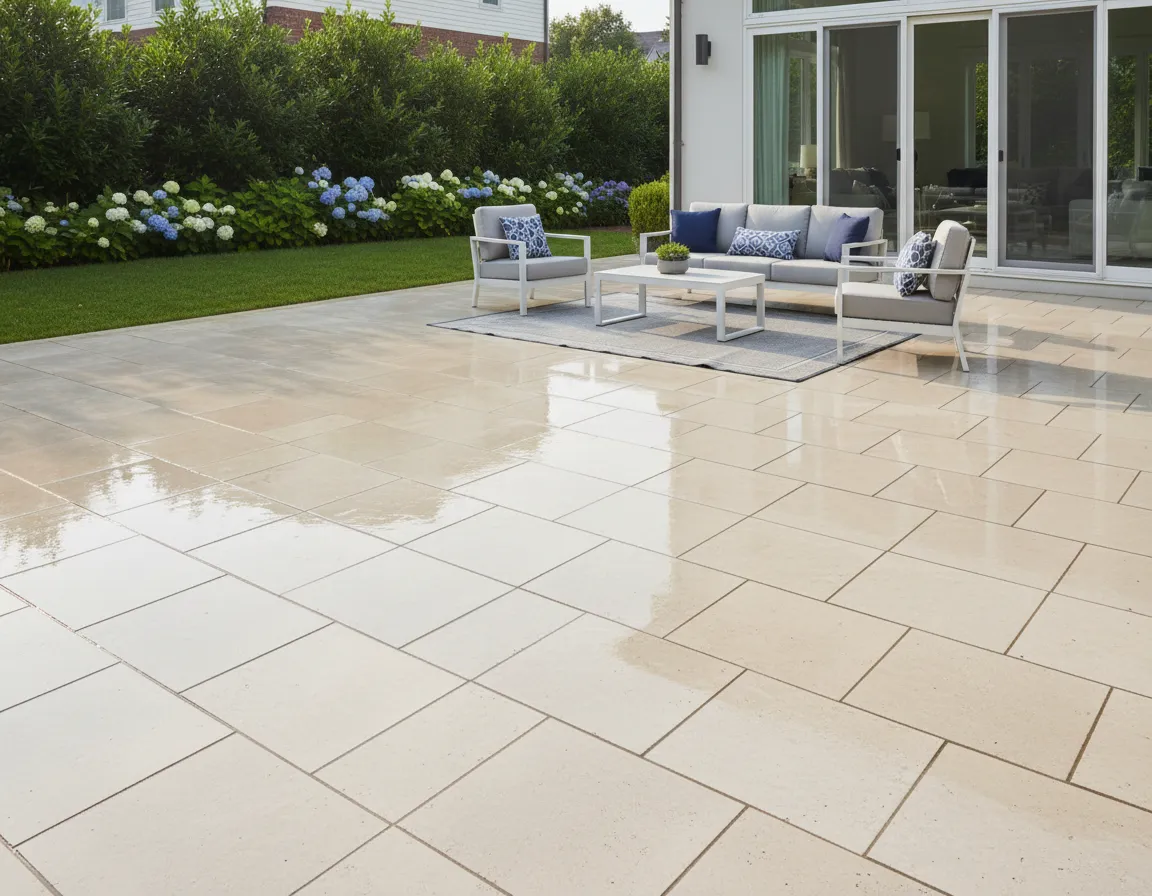 Clean patio after power washing