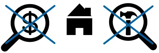 Crossed out home and fixing icons