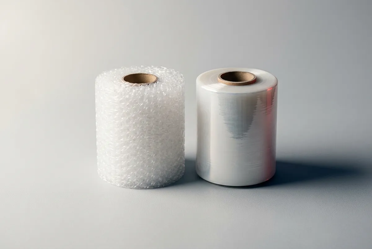 Protective bubble wrap rolls and stretch film for furniture protection