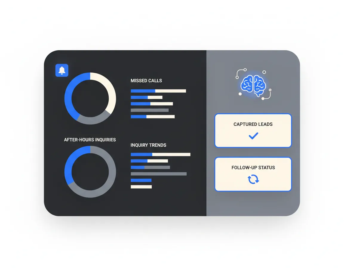 Missed phone calls and after-hours inquiries dashboard