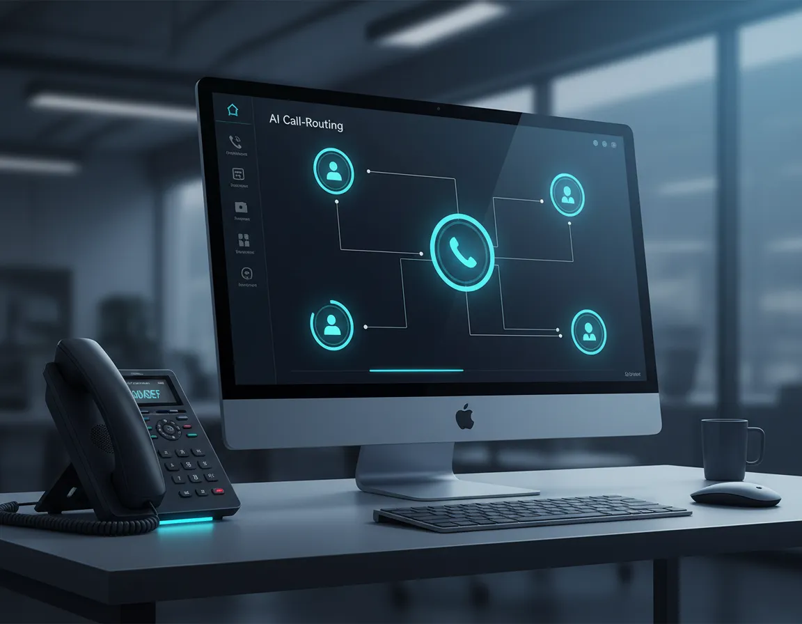 AI phone answering system on office desk