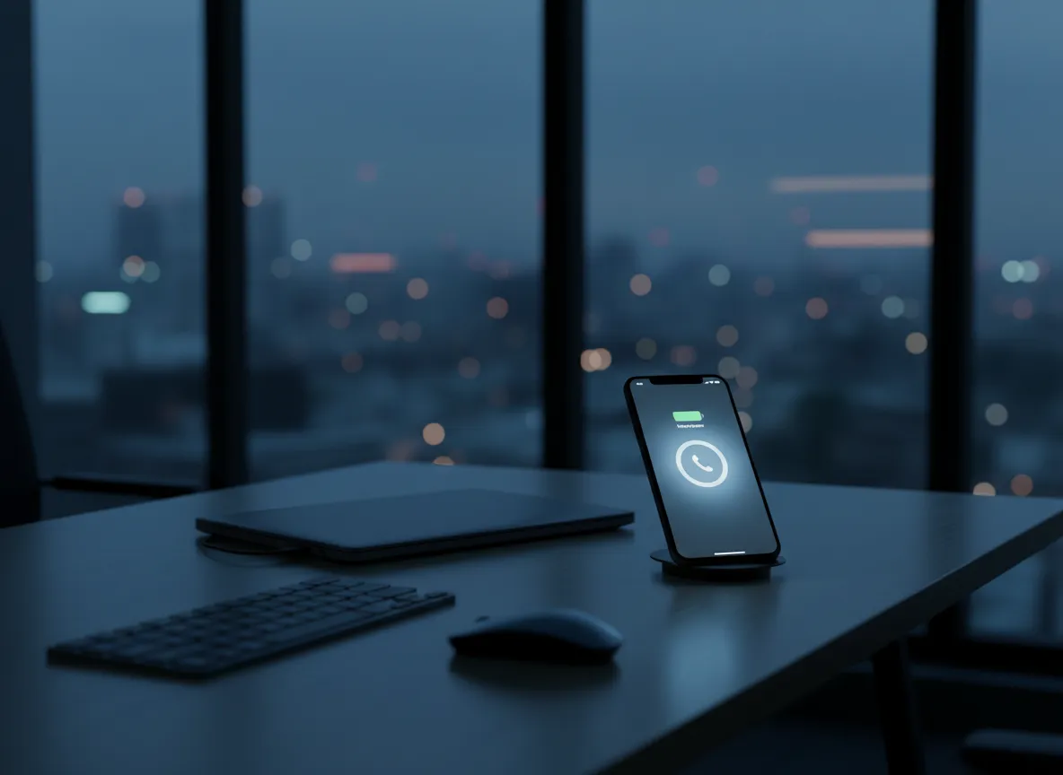 Business phone ringing after hours in a modern office