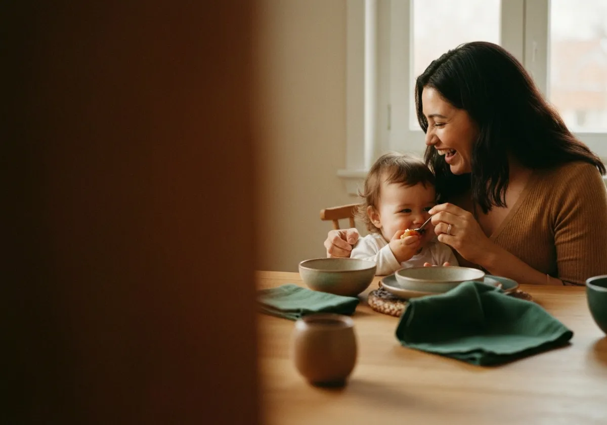Mother and child enjoying a meal