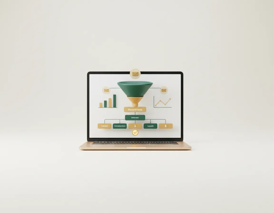 Clean marketing funnel dashboard visualization