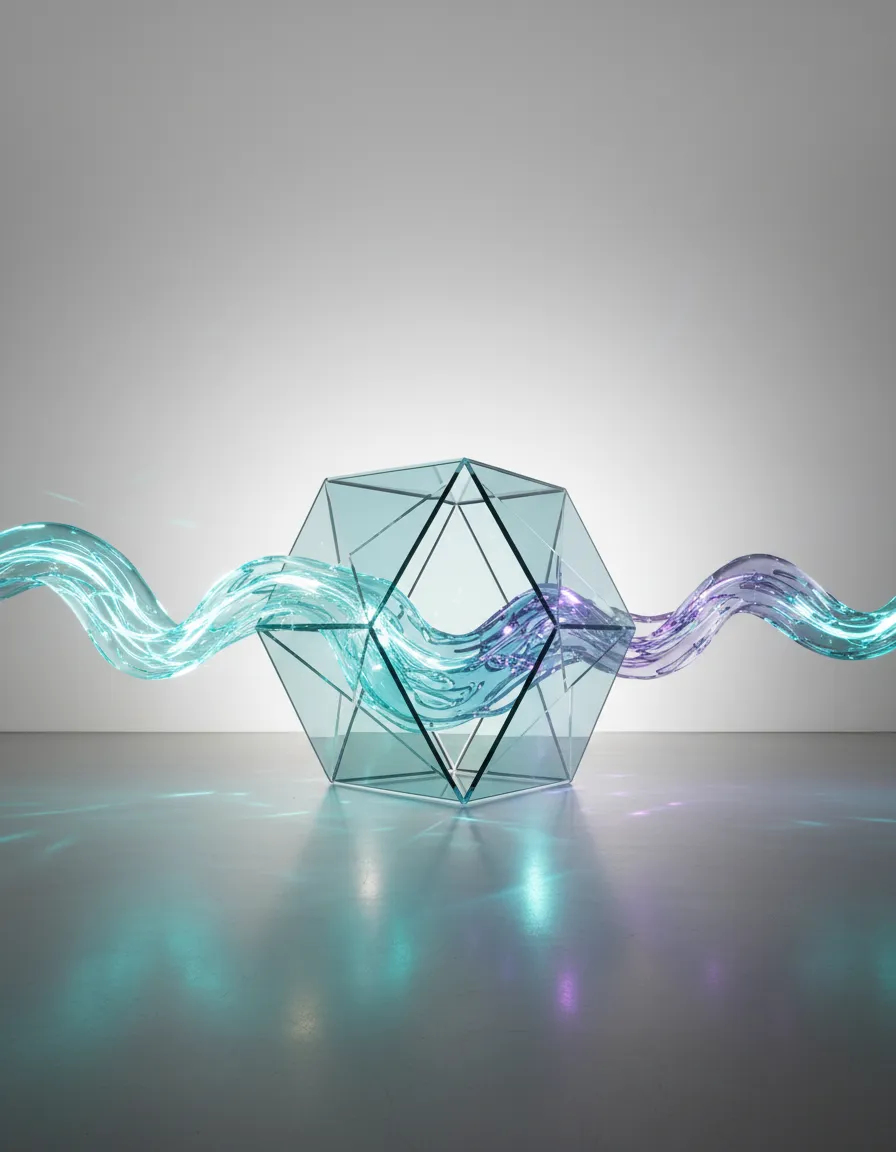 Futuristic fluid dynamics representation indicating biotech transitioning into daily wellness.