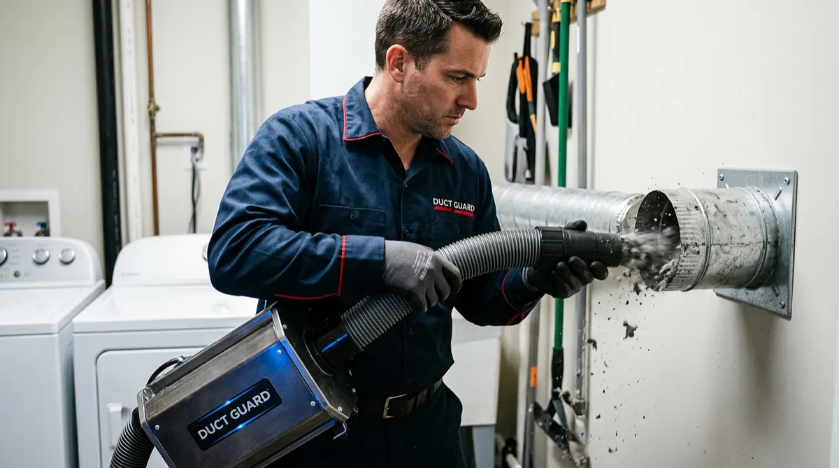 Specialized high-power vacuum extraction of trapped dryer duct lint