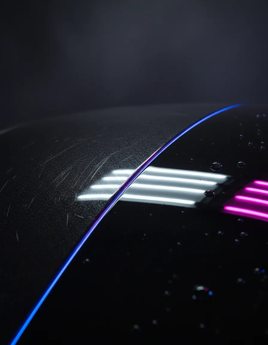 Detailed car surface showing deep gloss contrasting with typical damage