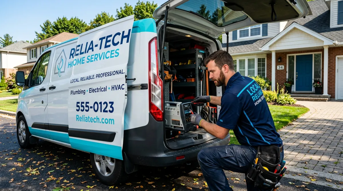Professional technician performing home service trade repair