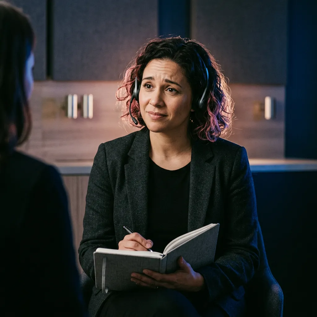 Empathetic concierge specialist having an authentic, compassionate phone conversation