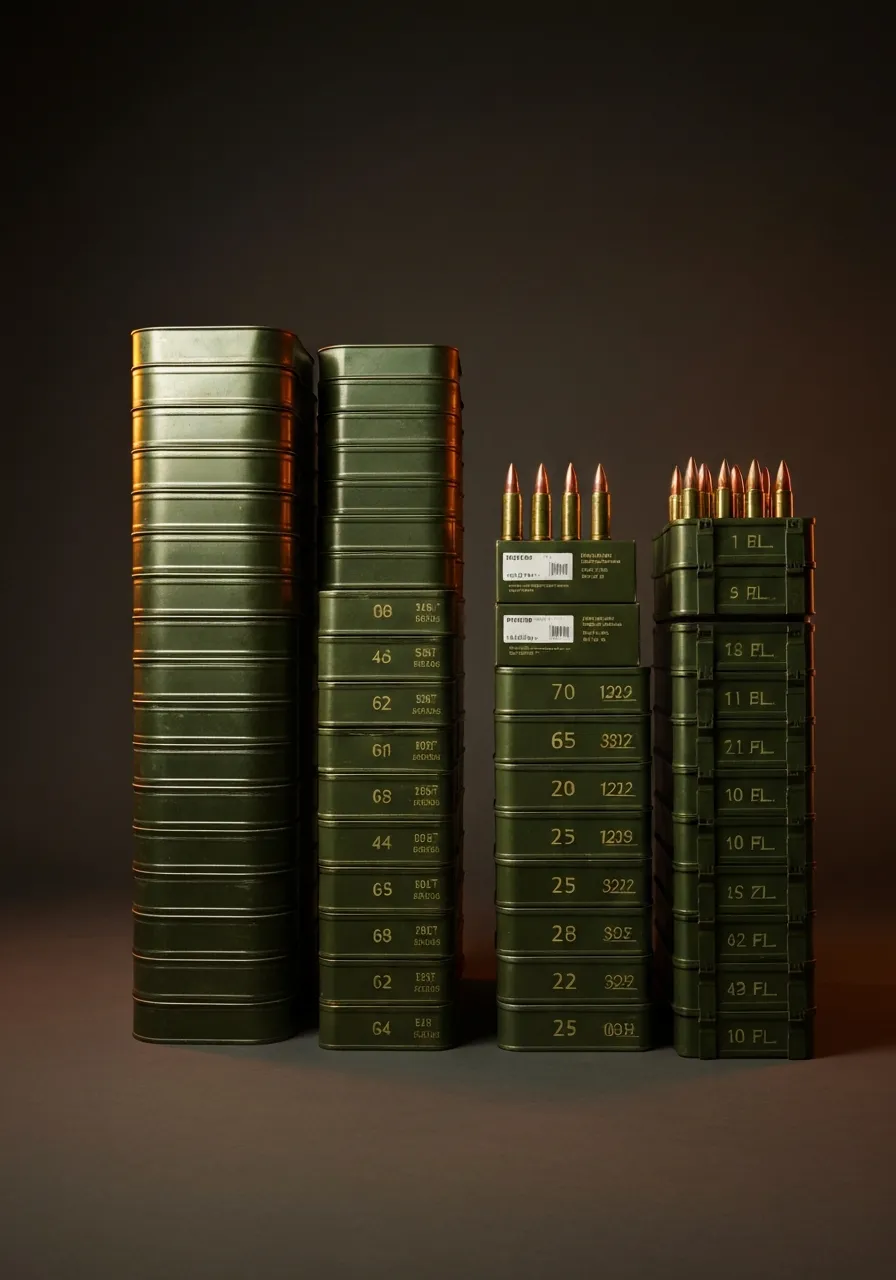 Tactical ammunition boxes and stockpile