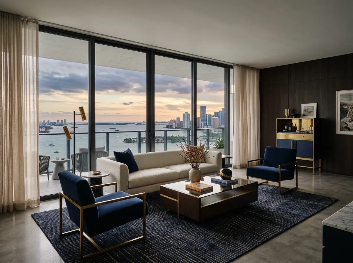 Torre residencial de lujo con amenidades modernas y vista panorámica en Brickell