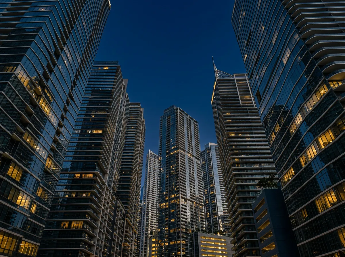 Arquitectura y rascacielos financieros del distrito de Brickell en Miami