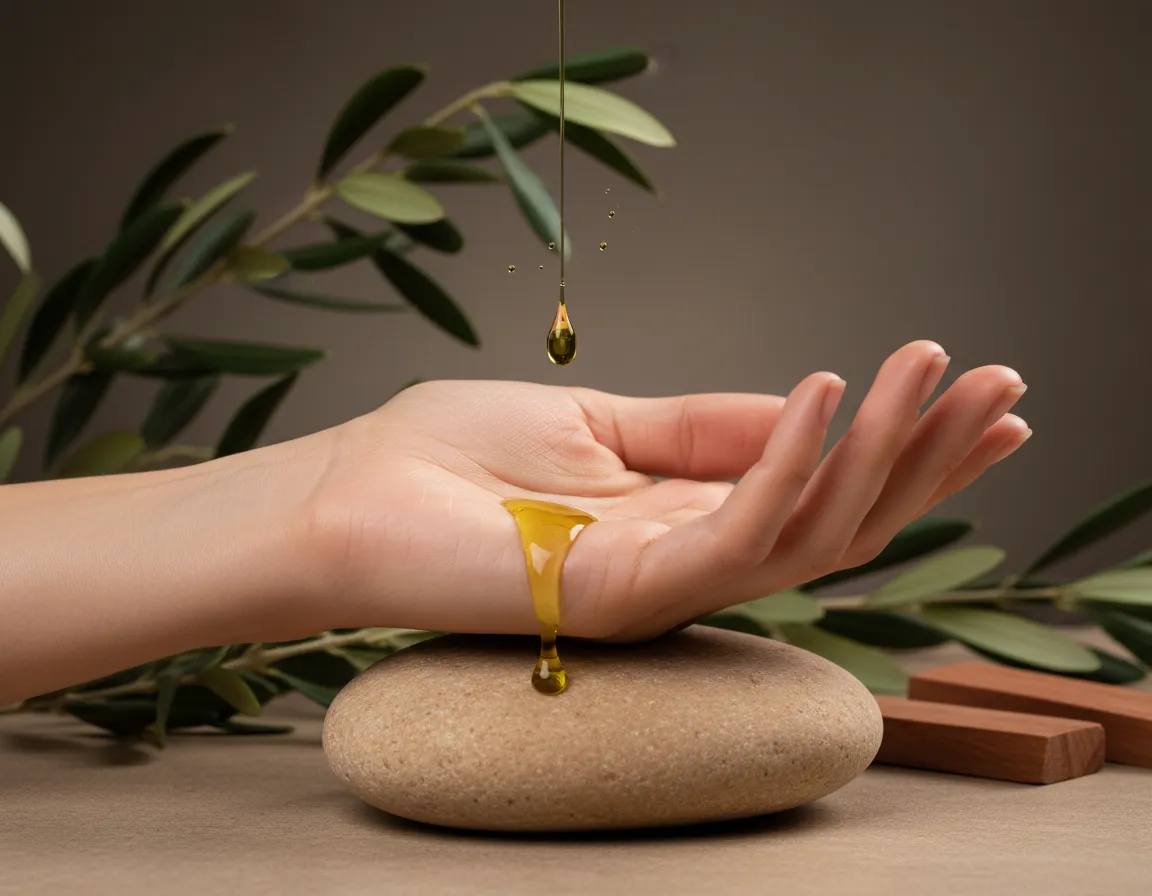 Olive oil nourishment and natural glow on skin