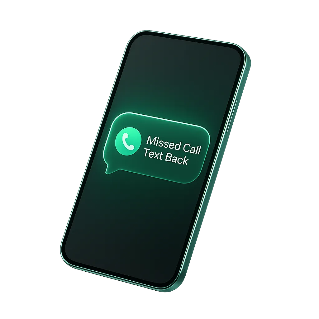 Focused Tech OS mobile app showing missed call text back automation