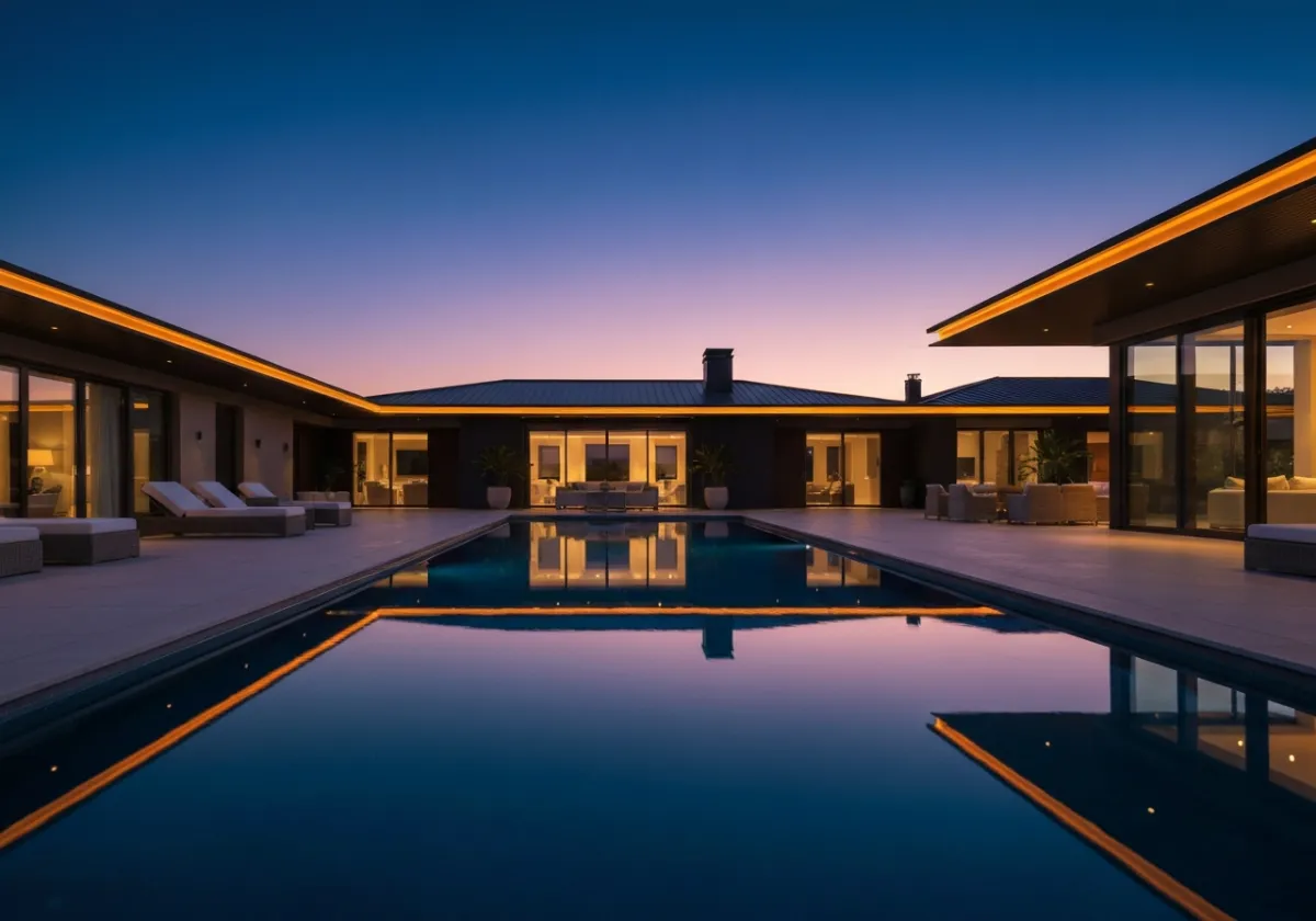 Modern luxury estate exterior in Beverly Hills