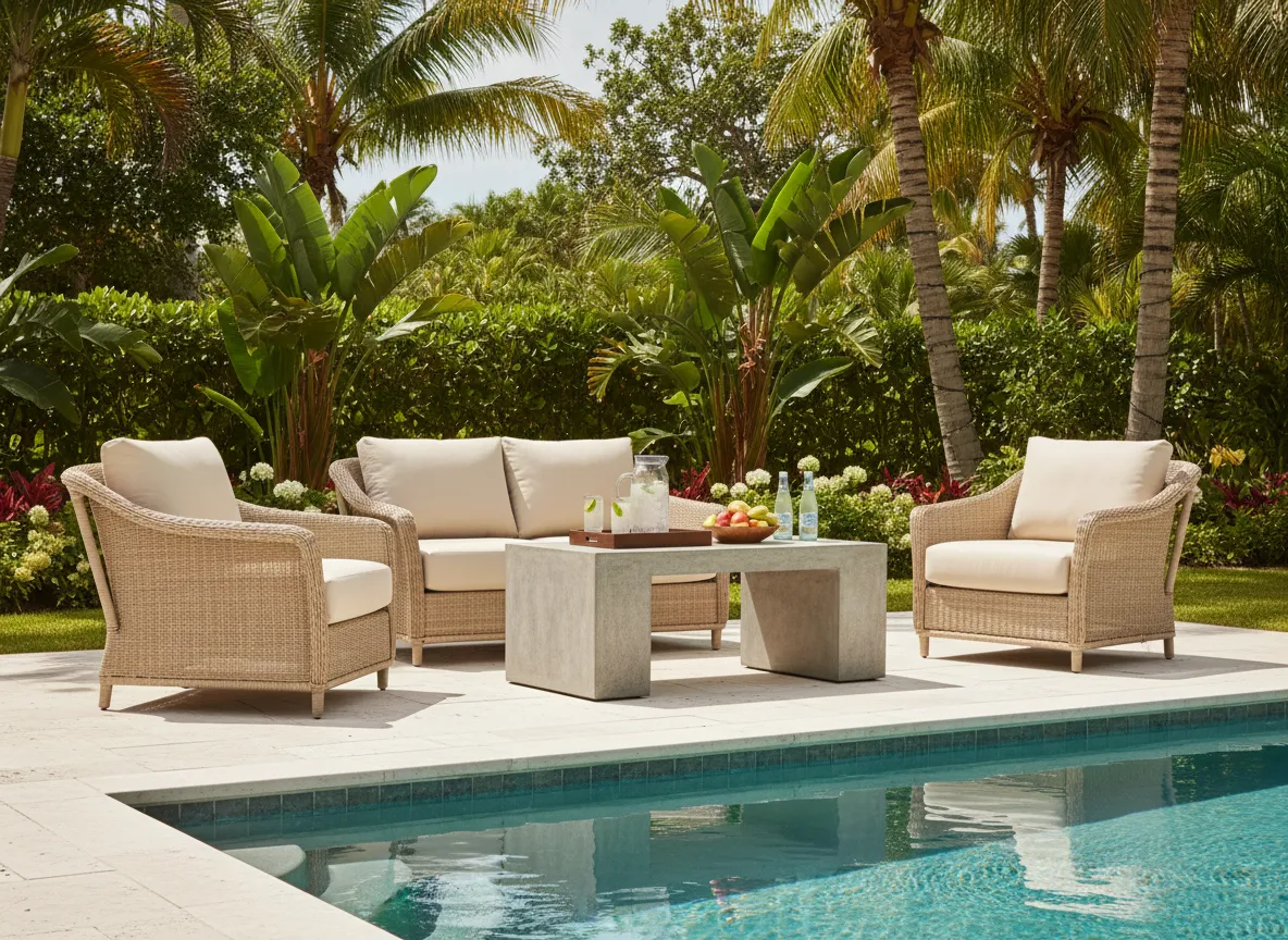 Set de conversación exterior con mesa baja