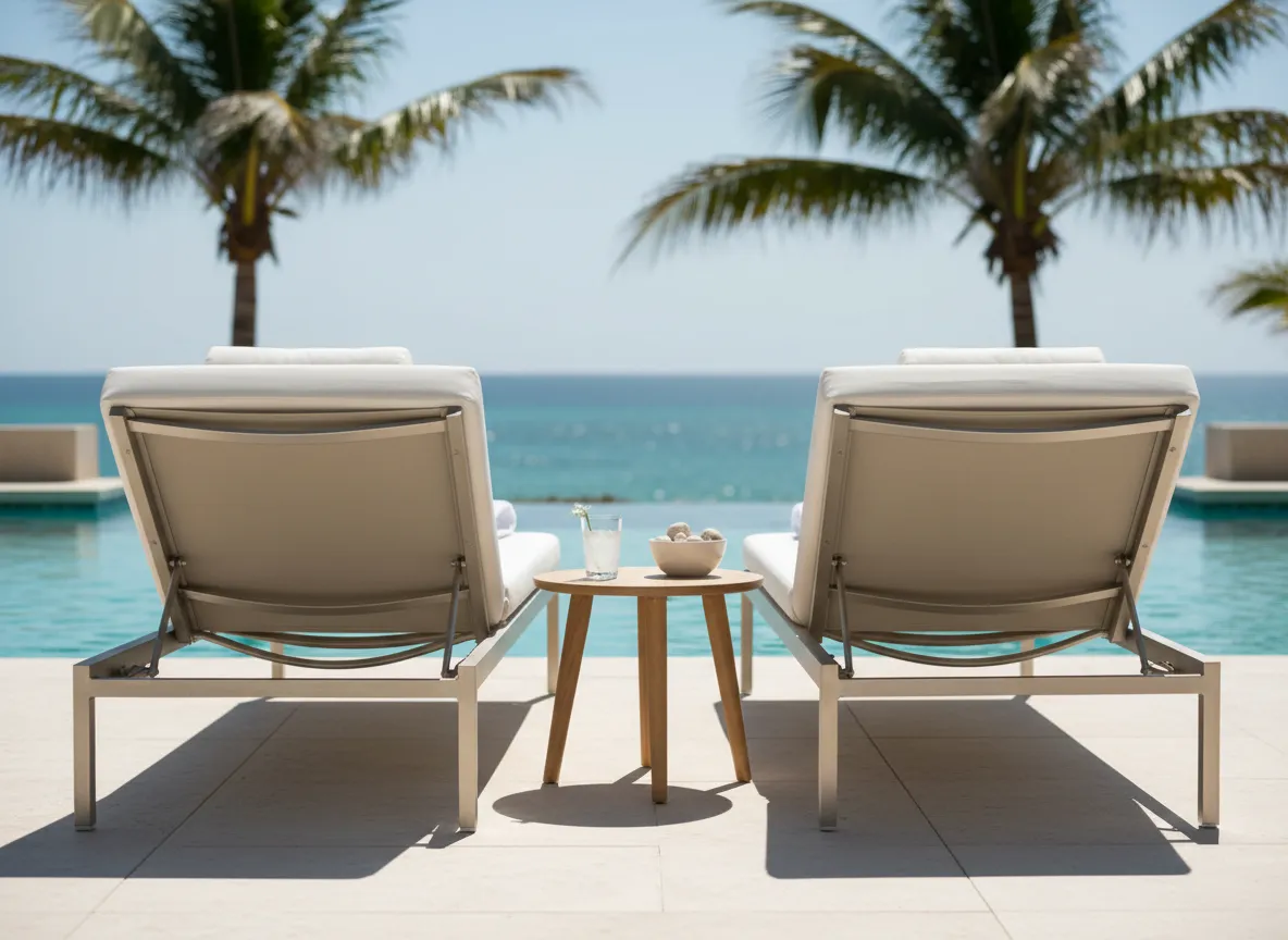 Par de sillas lounge junto a piscina