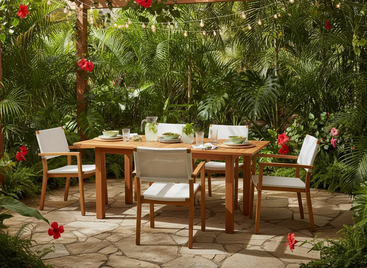 Juego de comedor exterior de madera