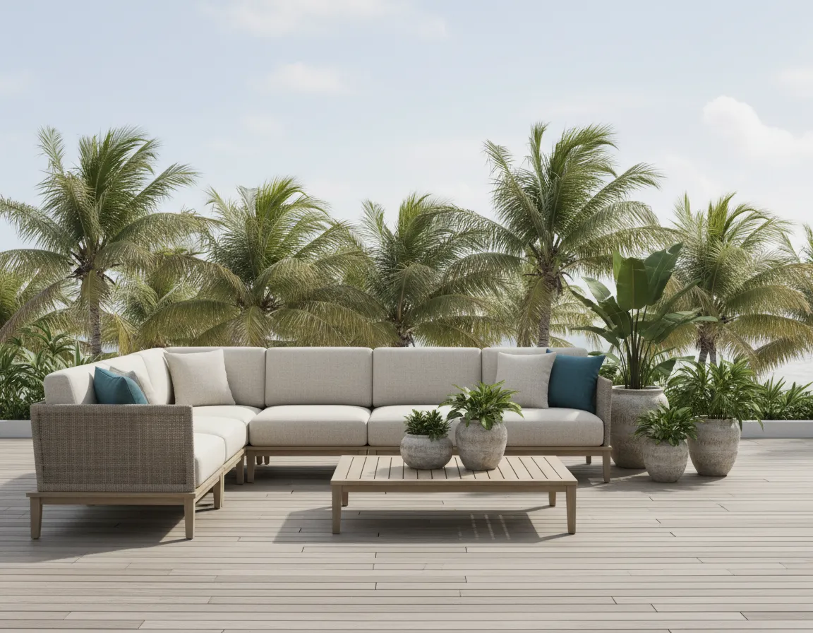 Seccional Marbella 4 piezas en terraza