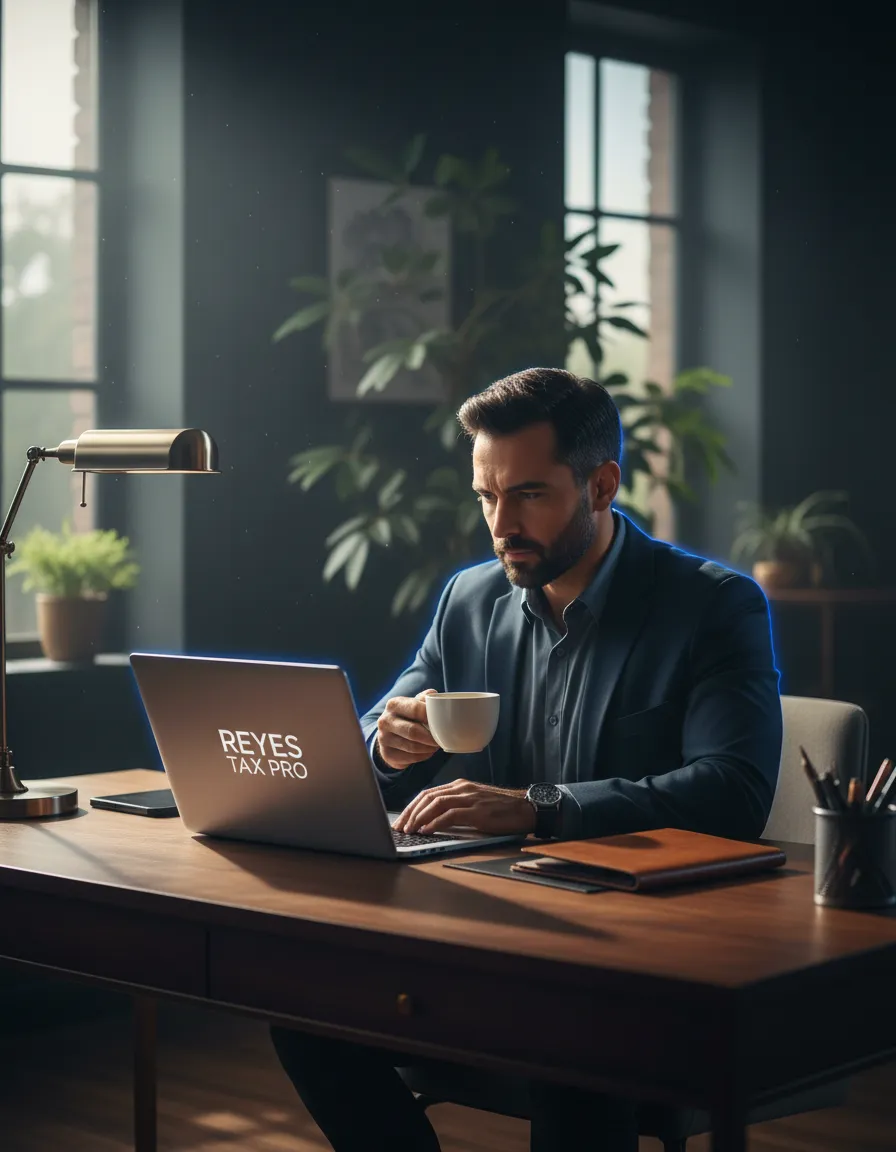 Emprendedor enfocado trabajando cómodamente desde casa