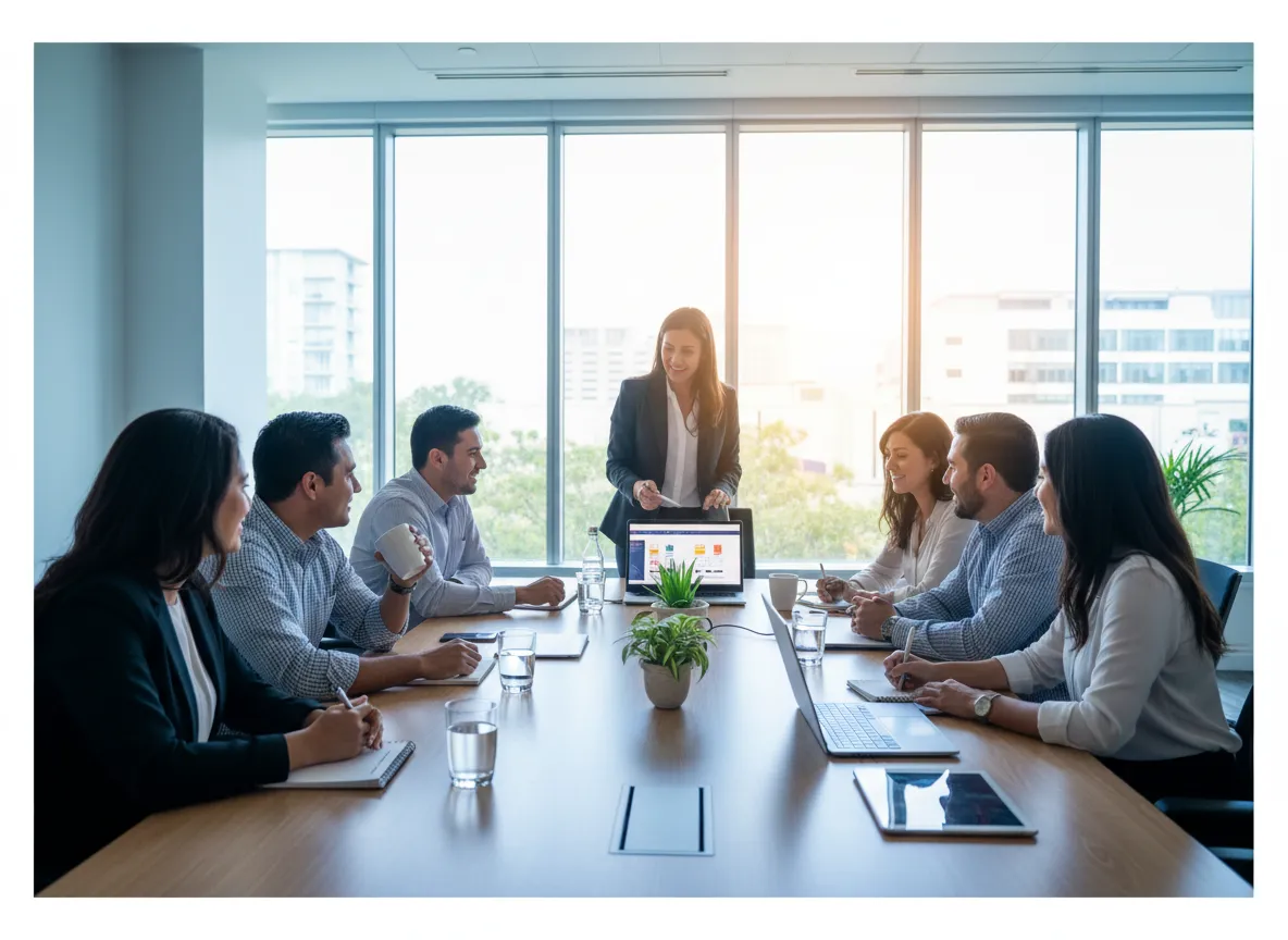 Equipo profesional colaborando en formación