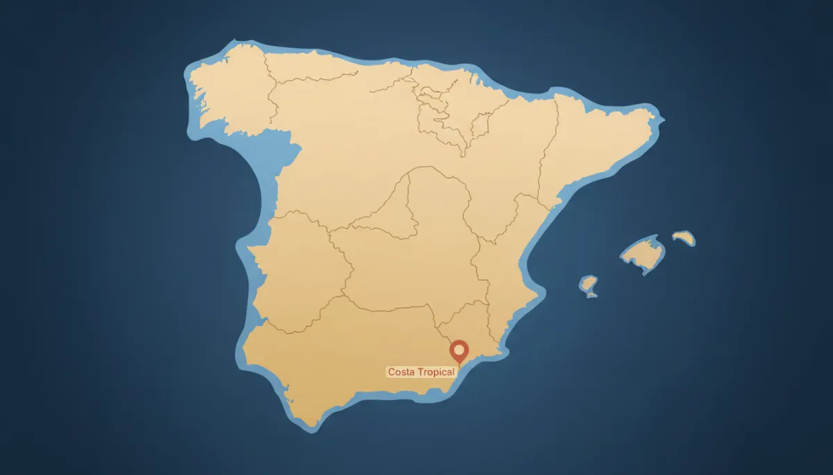 Map or aerial view of Costa Tropical coastline near Casa Varga