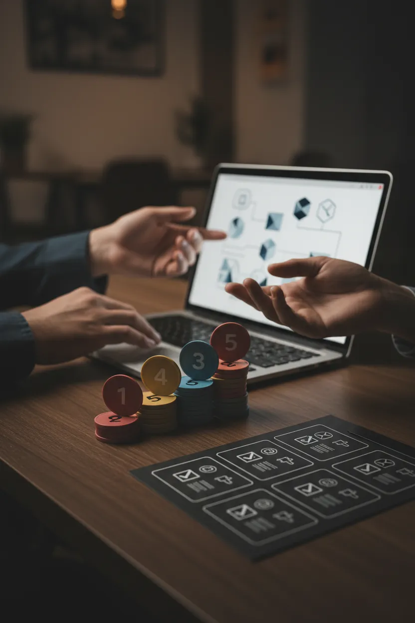 Hands-on onboarding session showing a laptop and structured checklists.