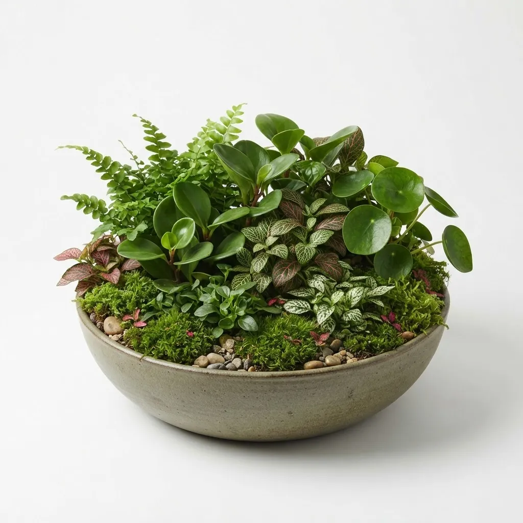 Serene Retreat Dish Garden featuring tranquil indoor green foliage plants