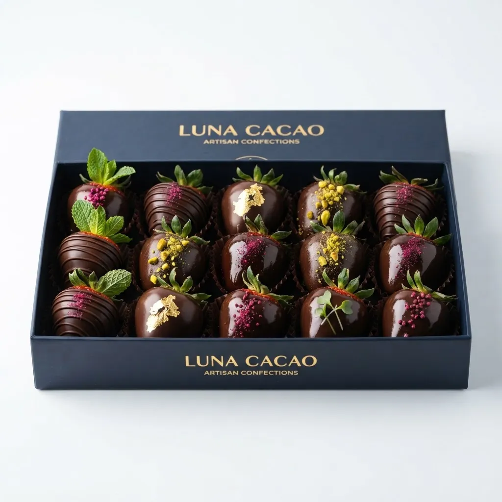 Chocolate-Dipped Strawberries gourmet box with artisan confection finish
