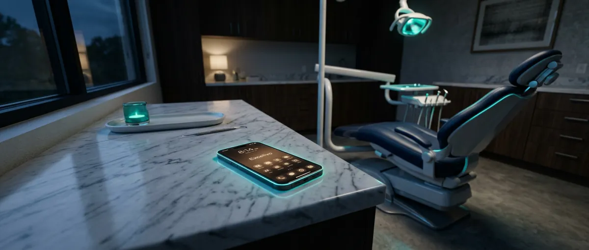 A patient researching dental treatment on a smartphone late in the evening with an unanswered inquiry