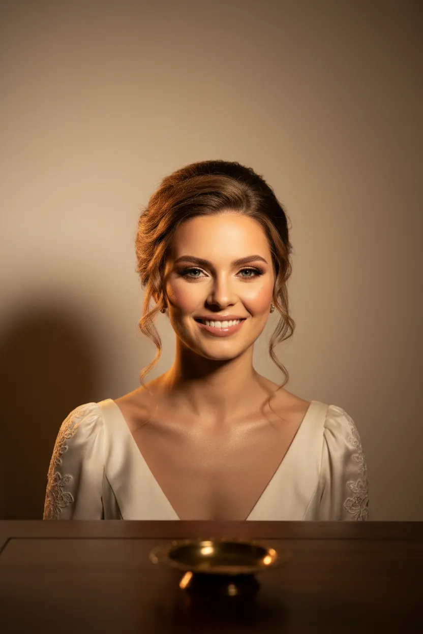 Aura Mobile Beauty bride looking radiant and elegant in a soft glam makeup look