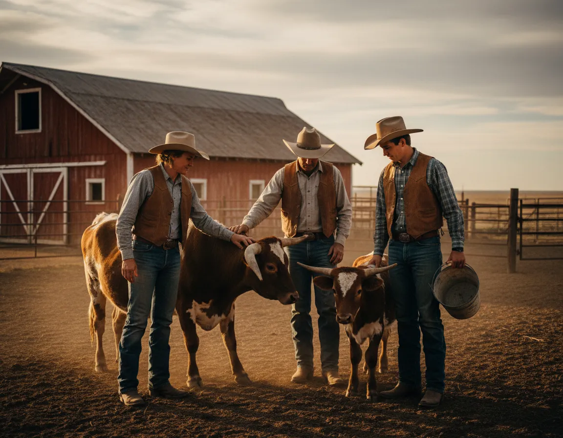 Ranchers working on the farm