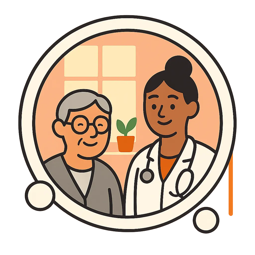 Warm illustration of an approachable doctor and team member discussing employee health benefits