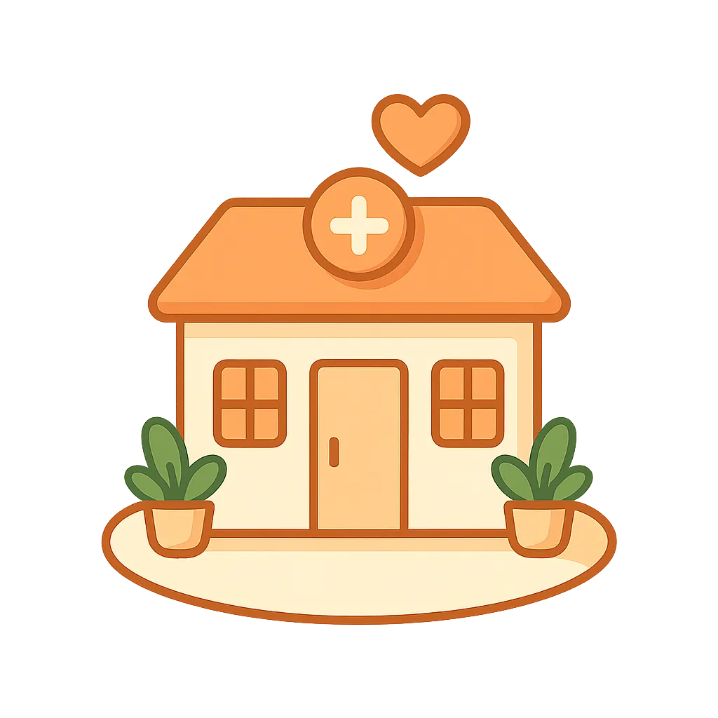 Warm illustration of a modern DPCA healthcare clinic with friendly medical staff