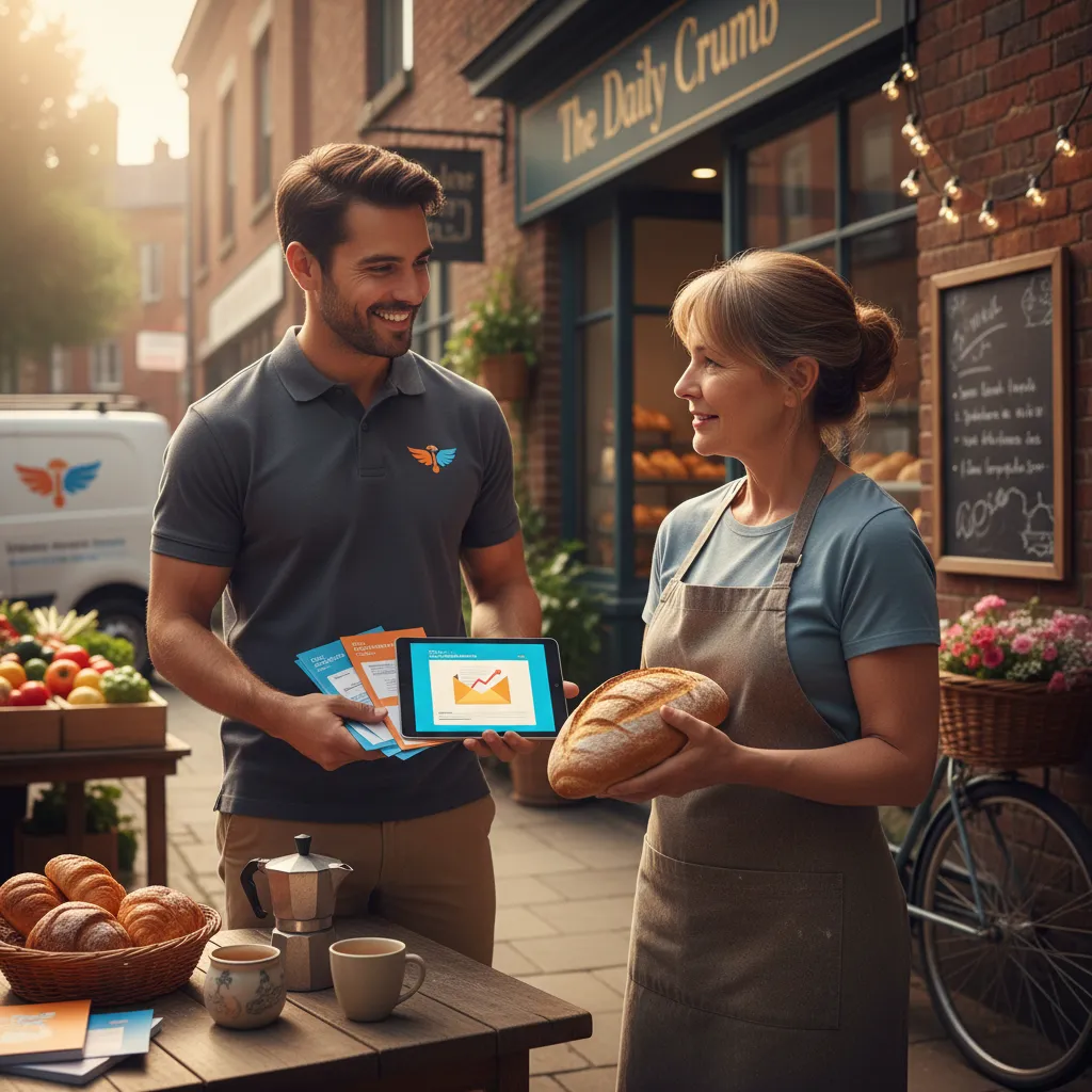 Branded marketing image with orange accent #ff3d14, hero-style background