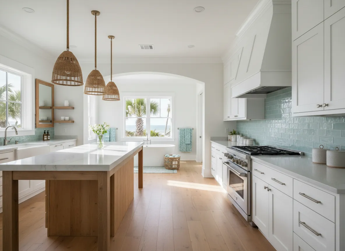 Modern coastal-inspired kitchen and bathroom remodeling in Lee County, FL