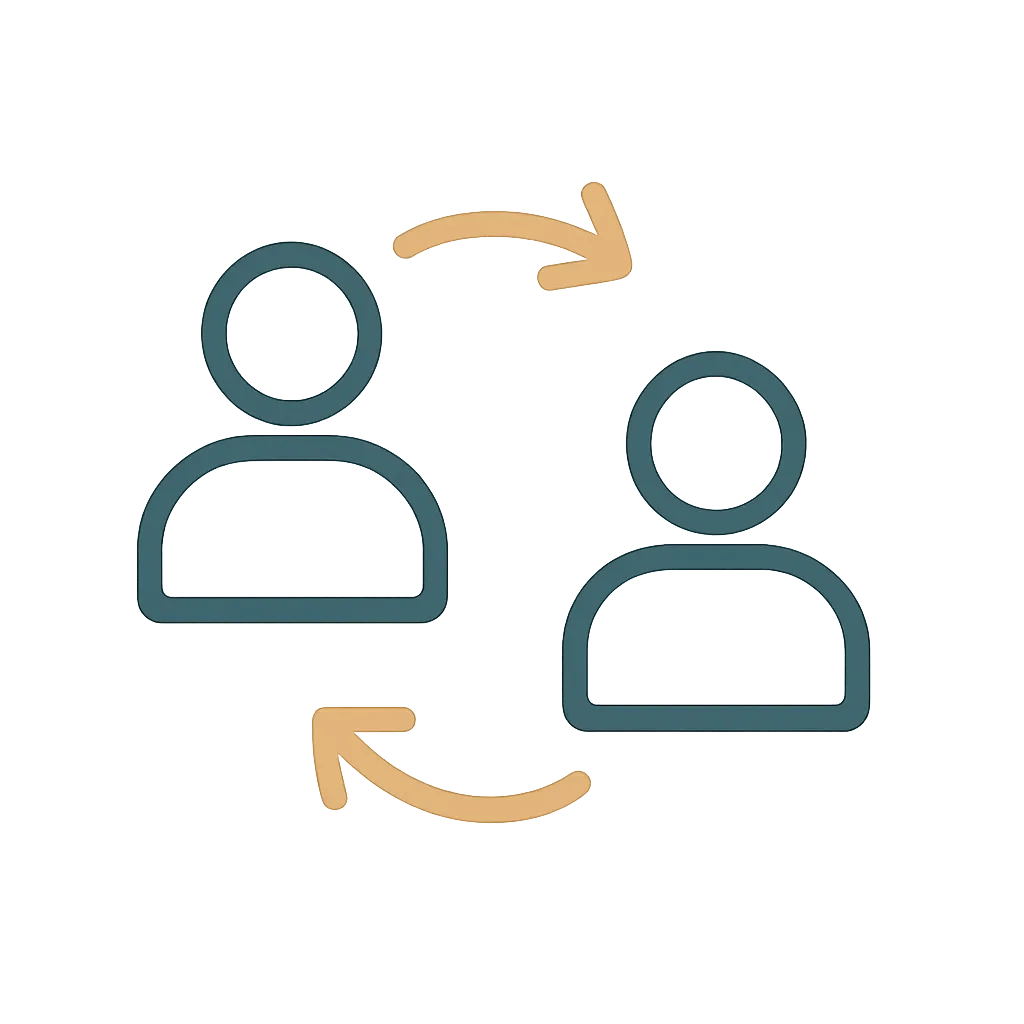 Ícono minimalista de relaciones que se repiten / mismo patrón